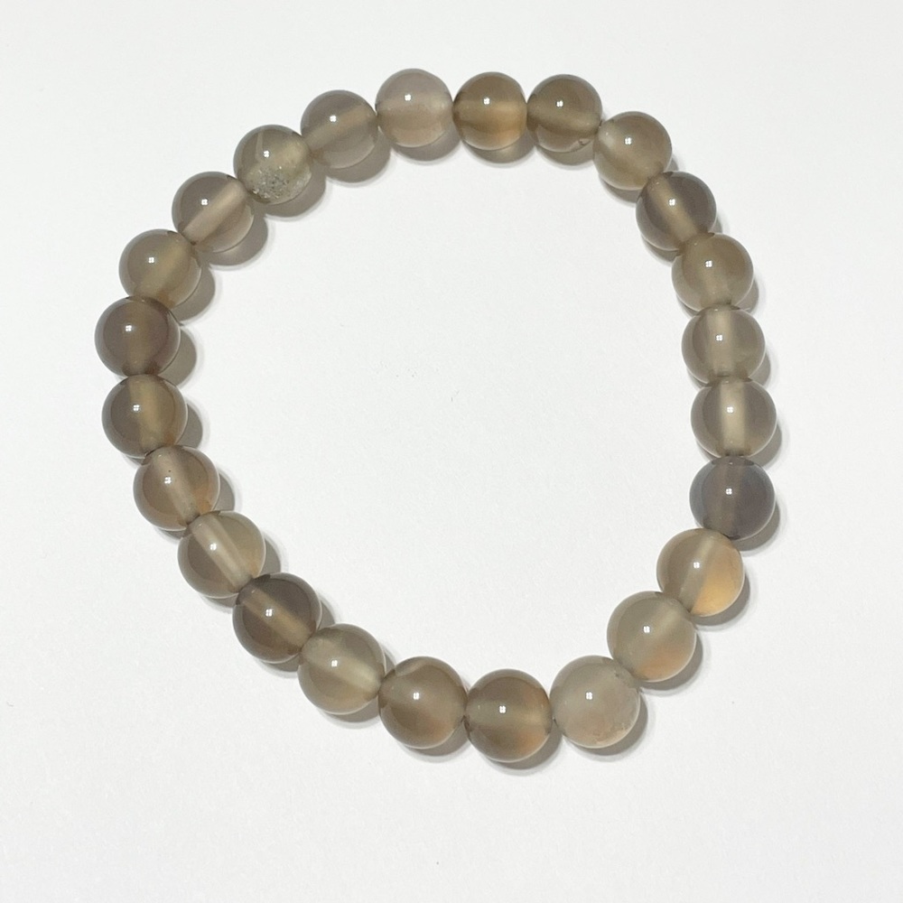 Natural Stone Gray Agate Crystal Healing Bracelet 8mm